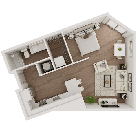 Floor plan for studio, 1 bath, 650 sqft